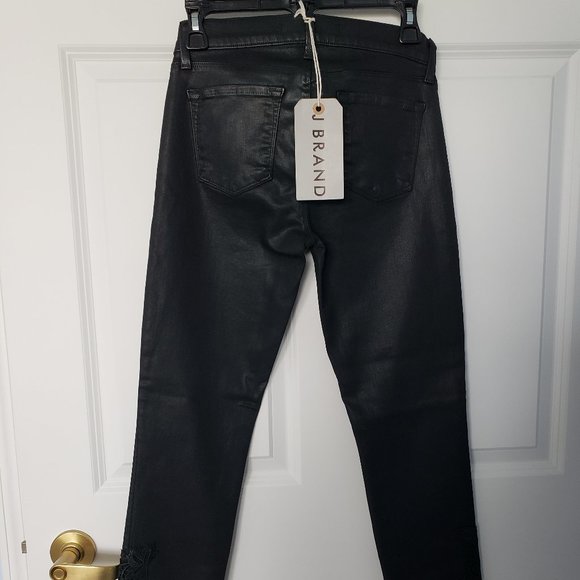J Brand Photo Ready Coated Lace Ankle Skinny Black Jeans - Picture 5 of 14
